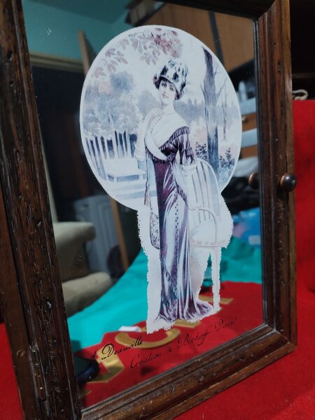 Cutie franceza vintage pentru chei cu oglinda A. Deauville